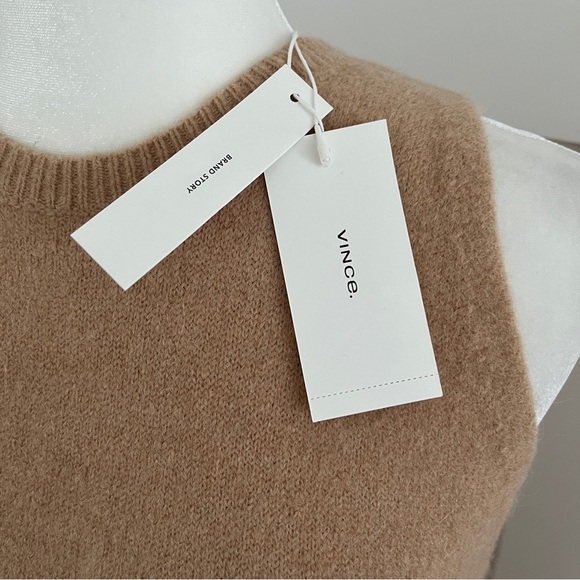 NWT $365 Vince Beige Wool Bland  Sleeveless Crewneck Sweater Dress Sz M *B5 - Picture 6 of 7